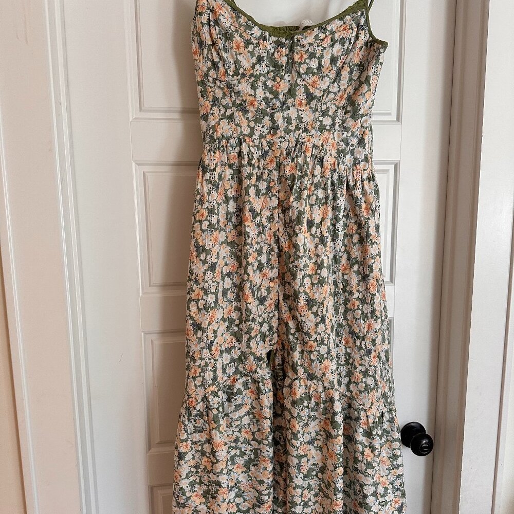 Astr Green and Orange Floral Dress